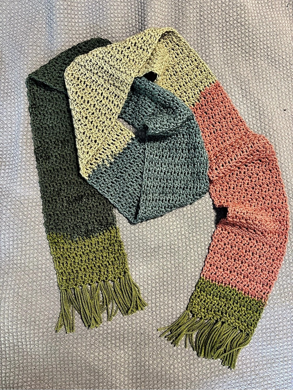 Color Block Scarf in Green, Pink, and Blue
